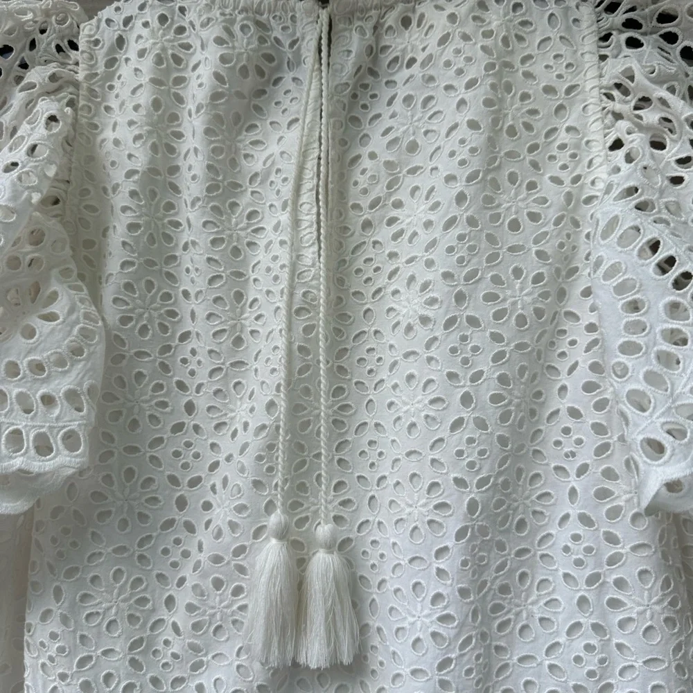 Ulla Johnson Norah Eyelet Mini Dress in White Short Sleeve Ruffle - Picture 9 of 11